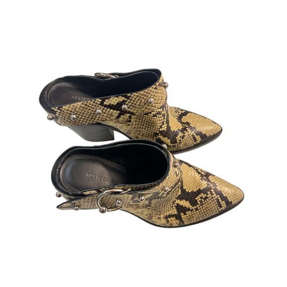 REBECCA MINKOFF Sallest Too Block Heel Mules Butter Exotic 8.5 Retail $198 - Picture 4 of 8